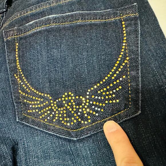 ROCK & REPUBLIC Kasandra Dark Bedazzled Wings Back Pockets Denim Jeans Size 2 - Picture 7 of 10